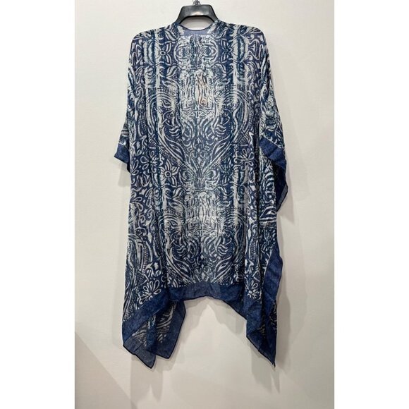 NWT Rebecca Minkoff Women's One Size Moroccan Heart Ruana, Blue MSRP $98 - Picture 6 of 9